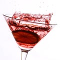 Red cocktail with lime on white Royalty Free Stock Photo