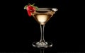 Red cocktail in martini glass with garnish on dark bar background,closeup,copy space,lifestyle Royalty Free Stock Photo