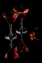 Red cocktail in martini glasses Royalty Free Stock Photo