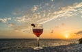 Red cocktail overlooking the sea- Drinks at Sunset Curacao Views