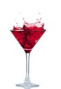 Red cocktail with splash isolated on white Royalty Free Stock Photo