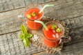 Red cocktail with tomato juice, Basil and salt, selective focus Royalty Free Stock Photo