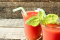 Red cocktail with tomato juice, Basil and salt, selective focus Royalty Free Stock Photo