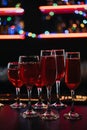 Red Cocktails in Elegant Stemware at Nightclub Royalty Free Stock Photo