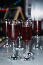 Red Cocktails in Elegant Stemware at Nightclub Royalty Free Stock Photo