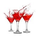 Red cocktails with splash on white Royalty Free Stock Photo