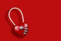 Red code lock in the form of a heart. Concept love. heart on lock, key, password from the heart Royalty Free Stock Photo