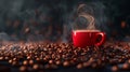 The red coffee cup.AI generated image Royalty Free Stock Photo