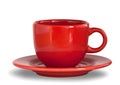 Red coffee cup with plate Royalty Free Stock Photo