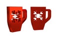 Red Coffee cup with snowflake icon isolated on transparent background. Tea cup. Hot drink coffee. Merry Christmas and