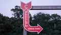 Red Coffee directional Sign on wooden post Royalty Free Stock Photo