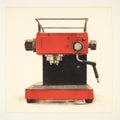 Red Coffee Machine: A Stylish Lithograph Inspired By Group F64