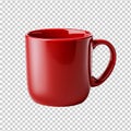 A red coffee mug isolated on transparent background Royalty Free Stock Photo