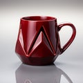 Sculptural Precision: Red Geometric Pattern Coffee Cup