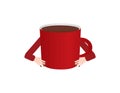 Red coffee mug with two hands