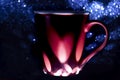 Red coffee or tea cup, heart symbol form in shadow Royalty Free Stock Photo