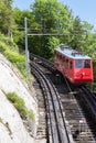 Red cogwheel train in, Lucerne, Switzerland