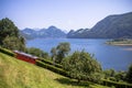 Red cogwheel train in, Lucerne, Switzerland