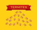 Red colony of termites. Vector flat style illustration.