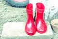 Red color baby boots.