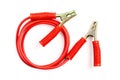 Red color battery extension cable or booster cable isolated on white background Royalty Free Stock Photo