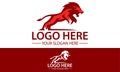 Red Color Brave Jump Lion Logo Design Royalty Free Stock Photo