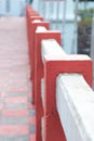 red color cement hand guard of bridge