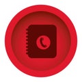 red color circular frame with silhouette phone book