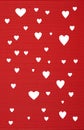 Red color corrugated cardboard paper and white hearts background and texture Royalty Free Stock Photo