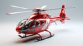 Red color helicopter. Air medical service air ambulance. Generative AI.