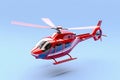 Red Color Helicopter Air Medical Service Air Transport. Generative AI