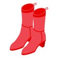 Red color high heel shoes icon isometric vector. Lady classic