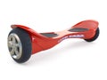 Red color hoverboard on white