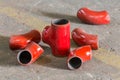 Red color iron pipe joint Royalty Free Stock Photo