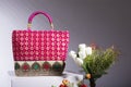 Red color ladies hand bag Royalty Free Stock Photo