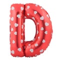 Red color letter D made of inflatable balloon
