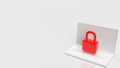 Red color lock on white notebook  3d rendering Royalty Free Stock Photo