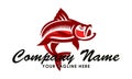 Red Color Luxury Tuna Fish Fish Logo Design