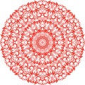 Red Color Mandala on white isolated background