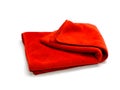 Red micro fiber towel on white background Royalty Free Stock Photo