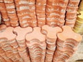 Red Color Milano Concrete Paver Blocks | Interlocking Bricks Royalty Free Stock Photo