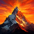 red color mountains with red color background sky generated by AI tool