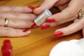 Red color nail painting Royalty Free Stock Photo