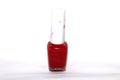 Red color nail palish glass bottle isolated on white background