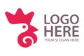 Red Color Negative Space Hen Head Logo Design