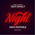 Red color neon glow color. Script editable adobe illustrator text effect. Glowing text for night club