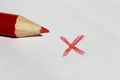 Red Color Pencil and X Mark Royalty Free Stock Photo