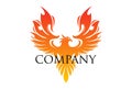 Red Color Phoenix Bird with Spread Wing Logo Design