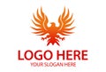 Red Color Phoenix Bird Spread Wing Logo Design