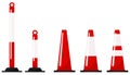 Red color plastic road traffic cone set isolated on white background. Royalty Free Stock Photo